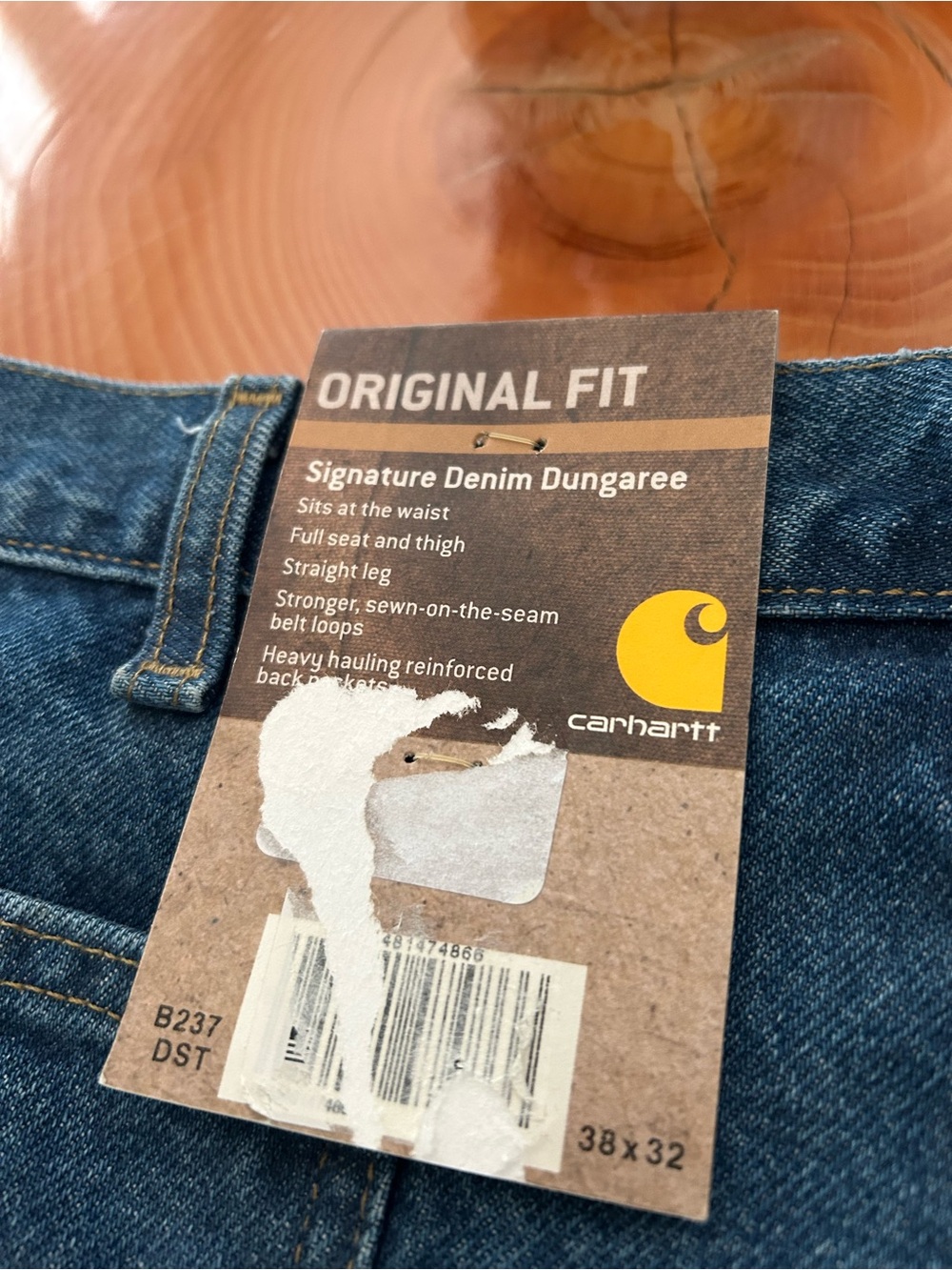 Carhartt Men's Dark Blue Jeans - B237 DST 38x32 - Picture 5 of 9